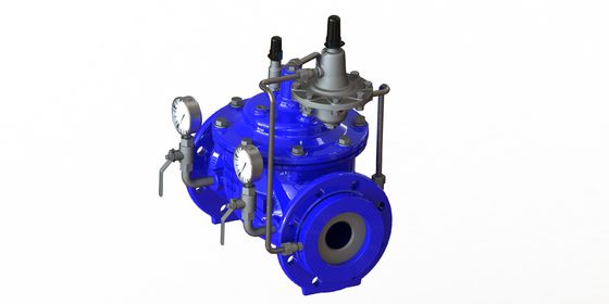 Βαλβίδα ελέγχου ροής πλήρους θυρίδας PN16 μέγιστης πίεσης από ανοξείδωτο χάλυβα με διάφραγμα ενίσχυσης νάιλον και μπλε φινίρισμα Ral5005